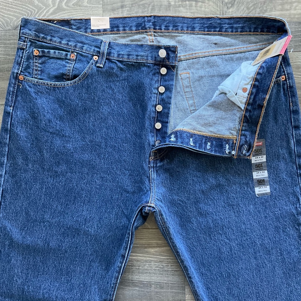 44x30 LEVI’S 501 Straight Leg Button Fly Jeans Men’s Blue 100% Cotton 11501-0194